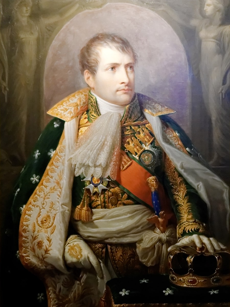 Napoléon Ier représenté en Roi d’Italie. Huile sur toile peinte par Andrea Appiani (1754 - 1817) circa 1805. Exposée au Trésor de la Hofburg, Vienne (Autriche)