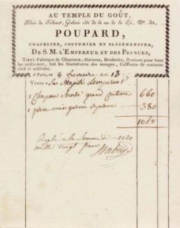 facture-chapelier-poupard-chapeau-bicorne-napoleon-bonaparte