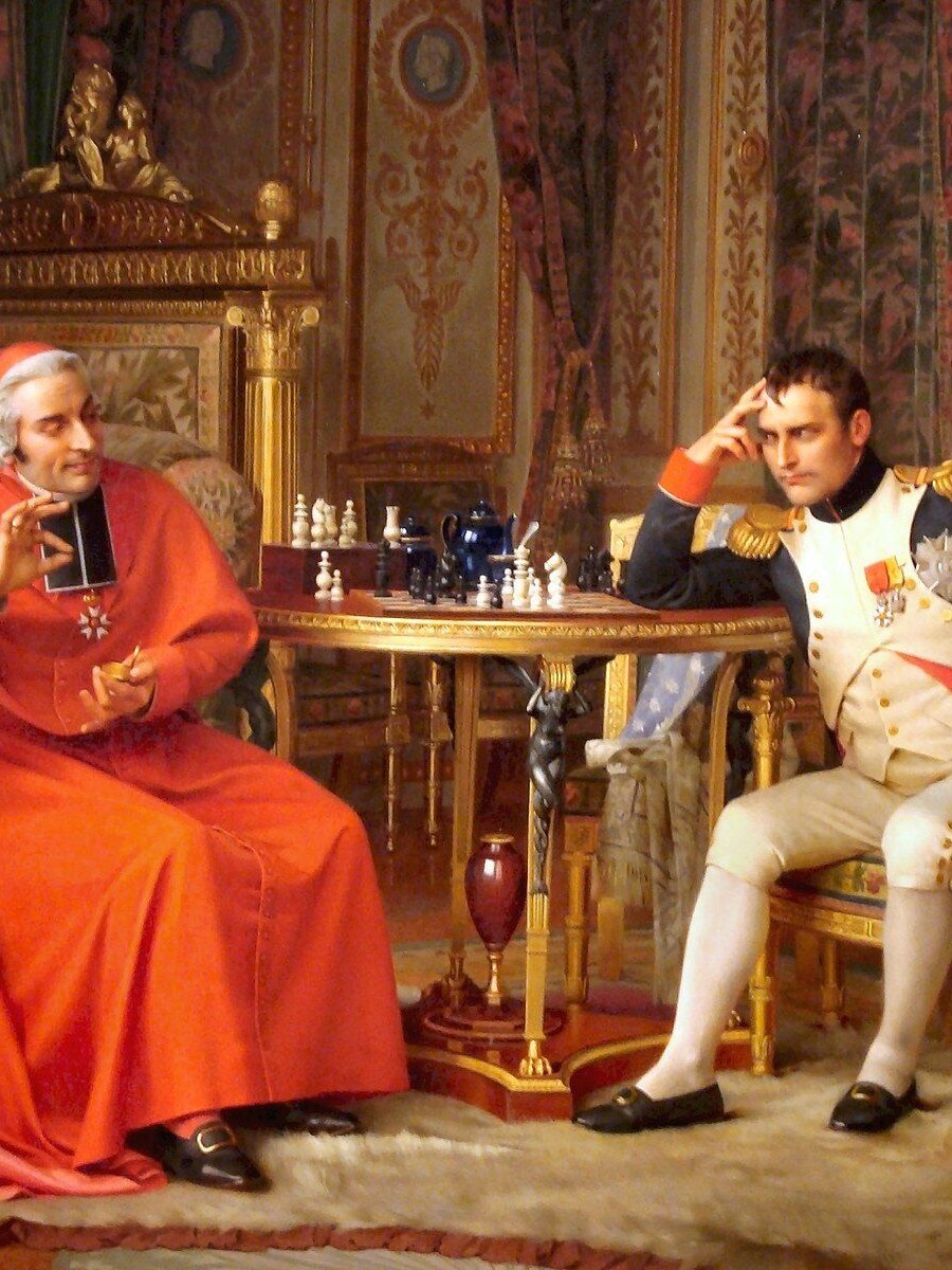 Jean-Georges VIBERT (1840 - 1902), Napoleon I playing with Cardinal Fesch. Oil on canvas © Haggin Museum