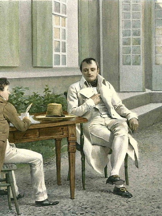 Napoléon dictant ses Mémoires à Las Cases et son fils. D’après une aquarelle de Felician Myrbach (1853 - 1940) © Classic Literature